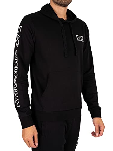 EA7 Herren Sleeve Brand PulloverHoodie, Schwarz, 3XL von Emporio Armani