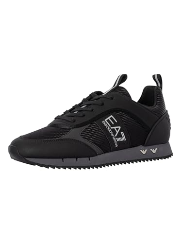 EA7 Herren Turnschuhe mit metallischen Emblemen, Schwarz, 42 2/3 EU von EA7