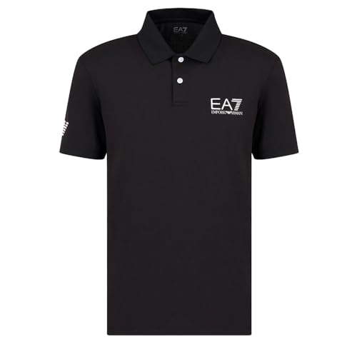 EA7 Poloshirt Tennis Padel Pro aus technischem Gewebe Schwarz Armani P24, Schwarz , Large von EA7