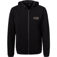 EA7 Herren Sweatjacke schwarz Mikrofaser unifarben von EA7