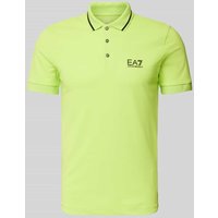 EA7 Emporio Armani Slim Fit Poloshirt mit Label-Print in Neon Gruen, Größe L von EA7 Emporio Armani