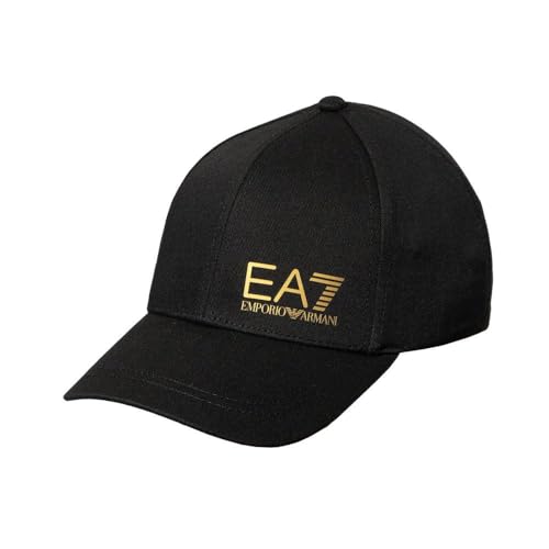 Emporio Armani Baseballkappe, schwarz, gesticktes goldenes Logo, 7X000005 AF11989 MC021, Schwarz , 54 von EA7