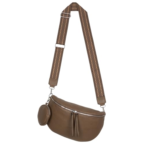 Bauchtasche Umhängetasche Crossbody-Bag Hüfttasche Kunstleder Italy-Design (MUD Color) von EAAKIE