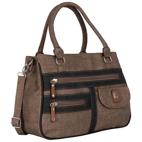 EAAKIE Damen Tasche, Schultertasche, Handtasche, Umhängetasche mit Leder Optik und vielen Fächern (APRICOT) von EAAKIE