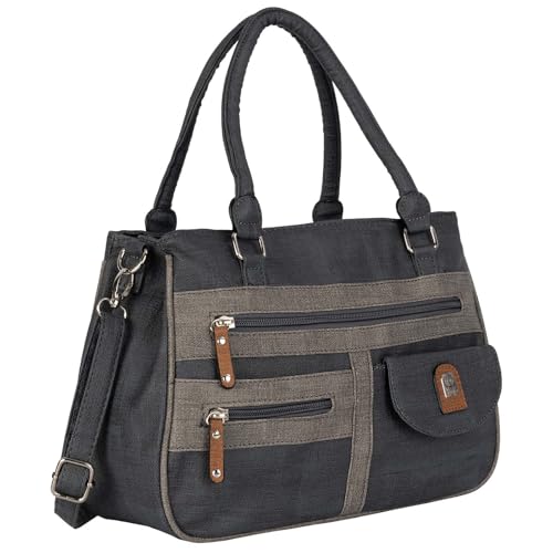 EAAKIE Damen Tasche, Schultertasche, Handtasche, Umhängetasche mit Leder Optik und vielen Fächern (BLUE) von EAAKIE