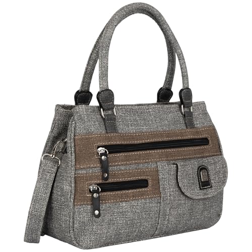 EAAKIE Damen Tasche, Schultertasche, Handtasche, Umhängetasche mit Leder Optik und vielen Fächern (GRAU) von EAAKIE