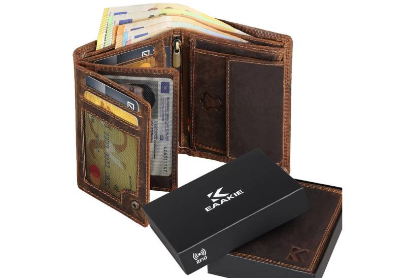 EAAKIE Geldbörse Leder Geldbörse Herren Portemonnaie RFID Hochformat Geldbeutel, RFID Schutz von EAAKIE