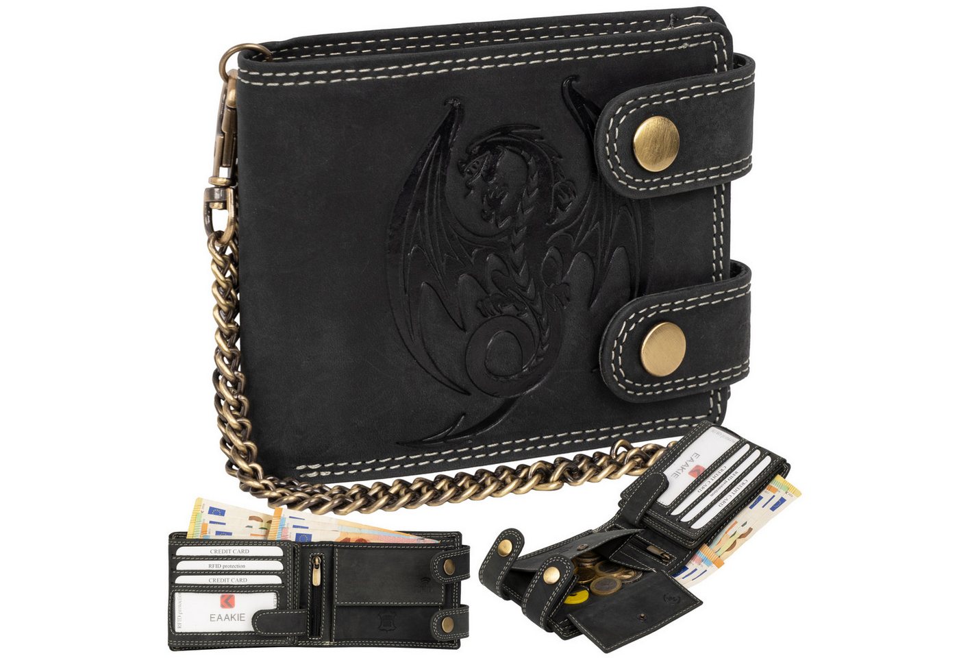 EAAKIE Geldbörse Leder Geldbörse Herren RFID Portemonnaie Echtleder Geldbörse, RFID Schutz von EAAKIE