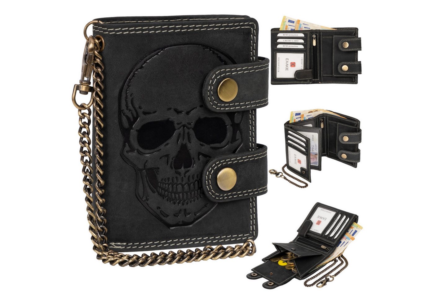 EAAKIE Geldbörse Leder Geldbörse Herren RFID Portemonnaie Echtleder Geldbörse, RFID Schutz von EAAKIE