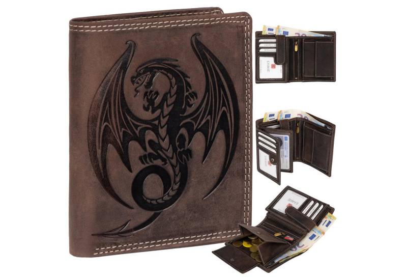 EAAKIE Geldbörse RFID Büffel Echt Leder Geldbörse Portemonnaie Herren mit Motiv, RFID Schutz von EAAKIE