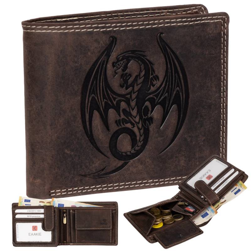 EAAKIE Geldbörse RFID Büffel Echt Leder Geldbörse Portemonnaie Herren mit Motiv, RFID Schutz von EAAKIE