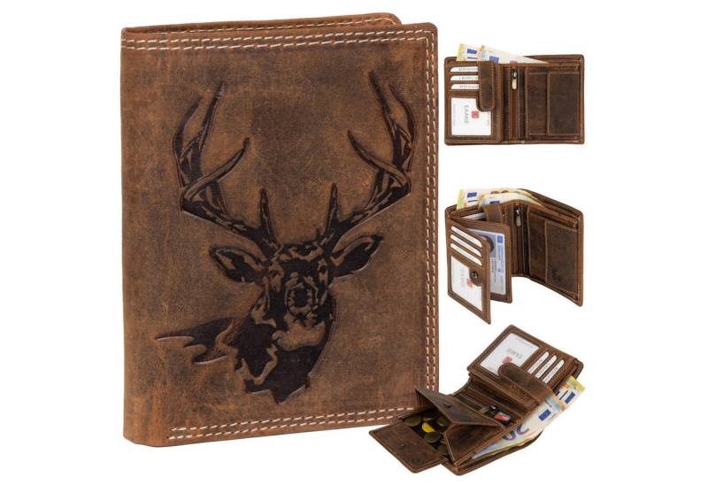 EAAKIE Geldbörse RFID Büffel Echt Leder Geldbörse Portemonnaie Herren mit Motiv, RFID Schutz von EAAKIE