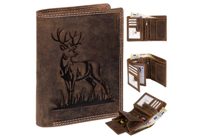 EAAKIE Geldbörse RFID Büffel Echt Leder Geldbörse Portemonnaie Herren mit Motiv, RFID Schutz von EAAKIE