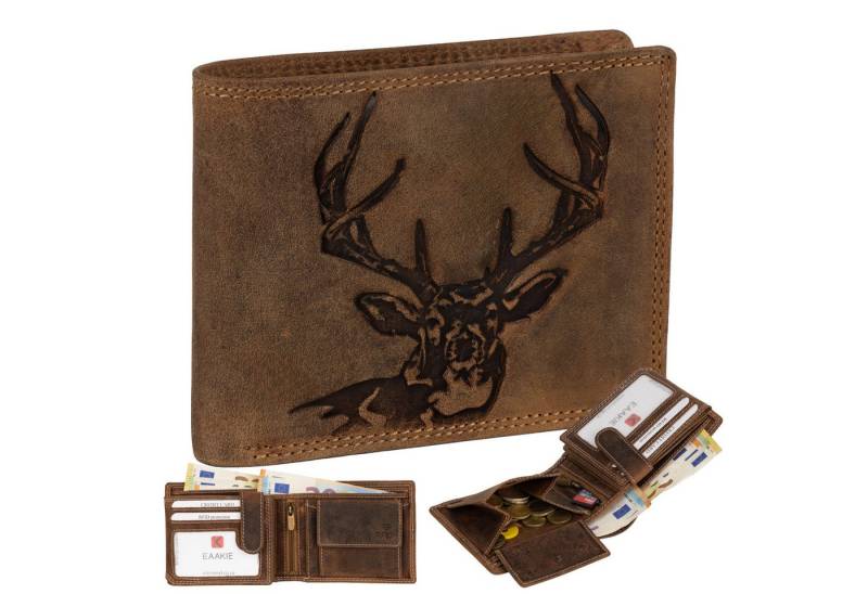 EAAKIE Geldbörse RFID Büffel Echt Leder Geldbörse Portemonnaie Herren mit Motiv, RFID Schutz von EAAKIE