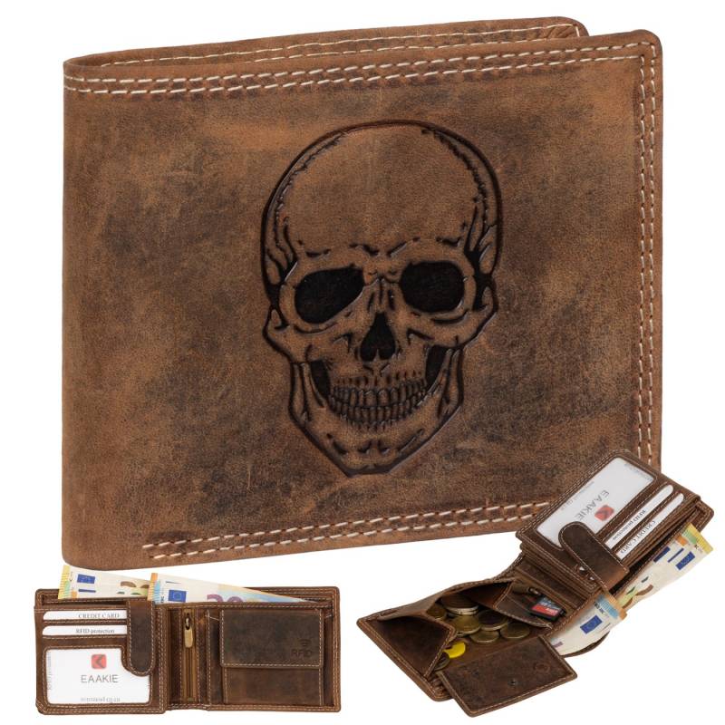 EAAKIE Geldbörse RFID Büffel Echt Leder Geldbörse Portemonnaie Herren mit Motiv, RFID Schutz von EAAKIE