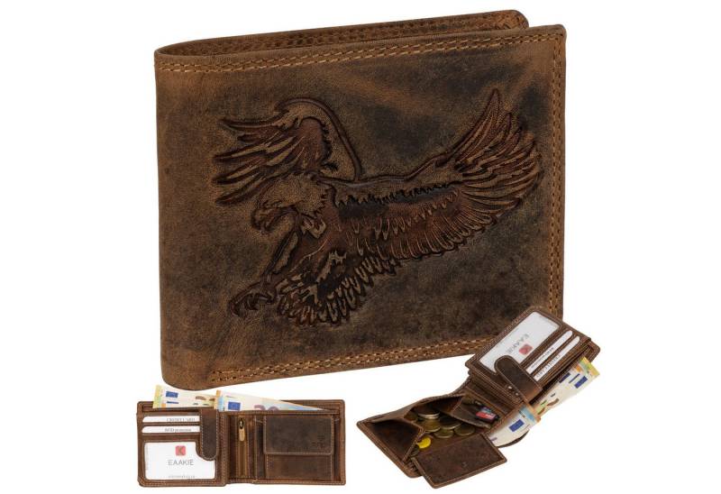 EAAKIE Geldbörse RFID Büffel Echt Leder Geldbörse Portemonnaie Herren mit Motiv, RFID Schutz von EAAKIE