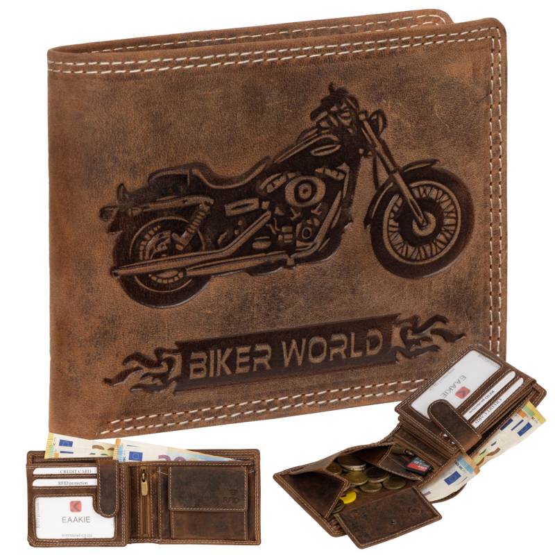 EAAKIE Geldbörse RFID Büffel Echt Leder Geldbörse Portemonnaie Herren mit Motiv, RFID Schutz von EAAKIE