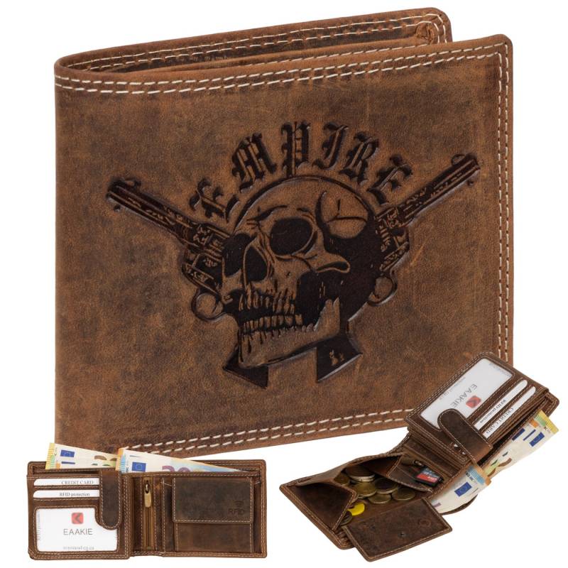 EAAKIE Geldbörse RFID Büffel Echt Leder Geldbörse Portemonnaie Herren mit Motiv, RFID Schutz von EAAKIE