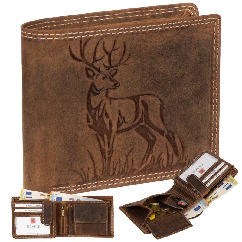 EAAKIE Geldbörse RFID Büffel Echt Leder Geldbörse Portemonnaie Herren mit Motiv, RFID Schutz von EAAKIE
