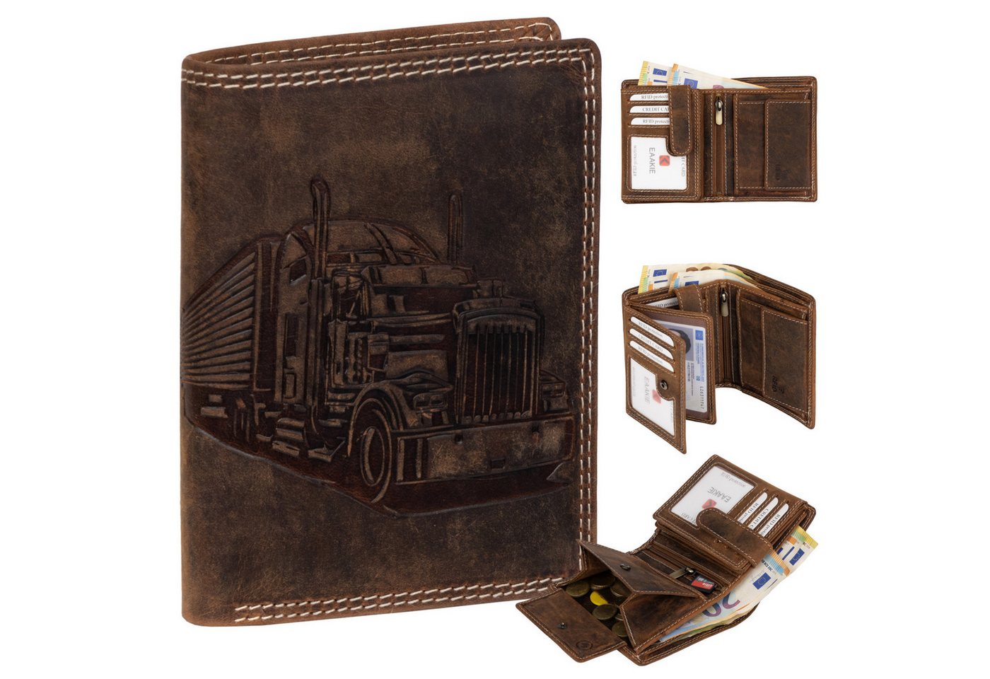 EAAKIE Geldbörse RFID Büffel Echt Leder Geldbörse Portemonnaie Herren mit Motiv, RFID Schutz von EAAKIE