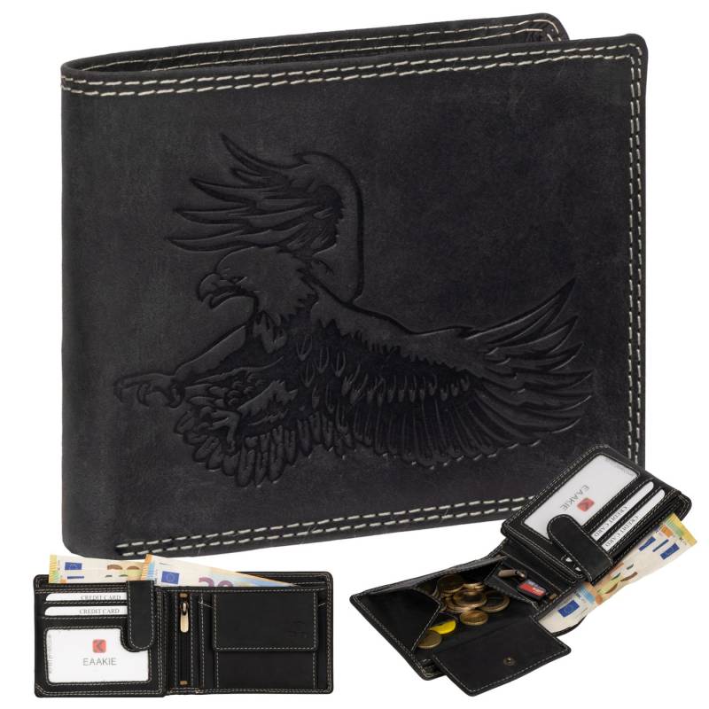 EAAKIE Geldbörse RFID Büffel Echt Leder Geldbörse Portemonnaie Herren mit Motiv, RFID Schutz von EAAKIE