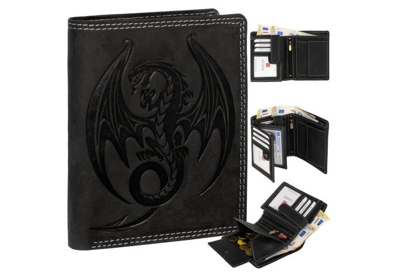 EAAKIE Geldbörse RFID Büffel Echt Leder Geldbörse Portemonnaie Herren mit Motiv, RFID Schutz von EAAKIE