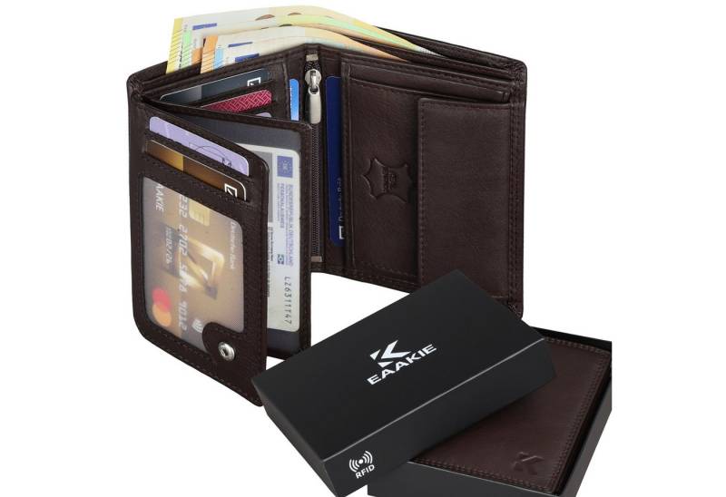 EAAKIE Geldbörse RFID echt Leder Portemonnaie Geldbörse Herren Rindleder, RFID Schutz von EAAKIE