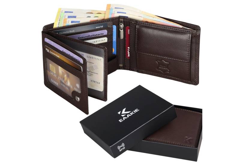 EAAKIE Geldbörse RFID echt Leder Portemonnaie Geldbörse Herren Rindleder, RFID Schutz von EAAKIE