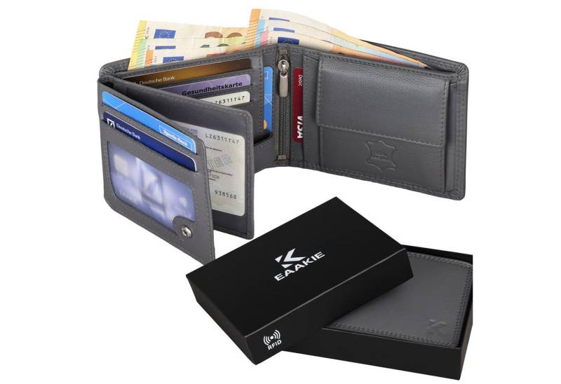 EAAKIE Geldbörse RFID echt Leder Portemonnaie Geldbörse Herren Rindleder, RFID Schutz von EAAKIE