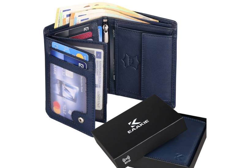 EAAKIE Geldbörse RFID echt Leder Portemonnaie Geldbörse Herren Rindleder, RFID Schutz von EAAKIE