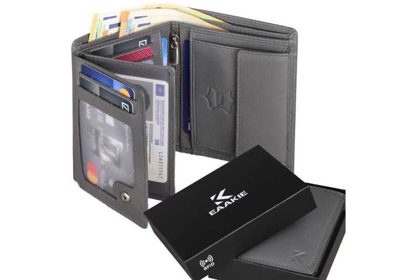 EAAKIE Geldbörse RFID echt Leder Portemonnaie Geldbörse Herren Rindleder, RFID Schutz von EAAKIE