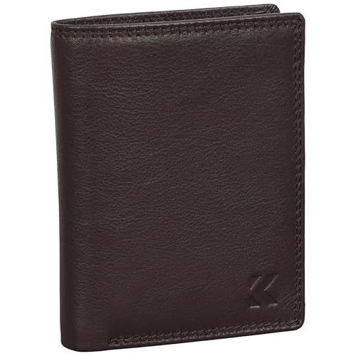 EAAKIE Herren Geldbörse aus Echtleder, Nappa Leder Portemonnaie Hochformat mit RFID Schutz, großes Münzfach, 10 Kartenfächern, edle Geschenkbox – Leder Geldbeutel, Brieftasche, Portmonee (Braun) von EAAKIE