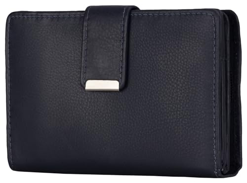 EAAKIE RFID Damen Geldbörse Portemonnaie Geldbeutel Damenbörse weiches Leder 9 Karten (Blau) von EAAKIE