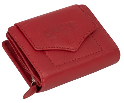 EAAKIE RFID Damen Geldbörse Portemonnaie Geldbeutel Damenbörse weiches Leder 9 Karten (Rot) von EAAKIE