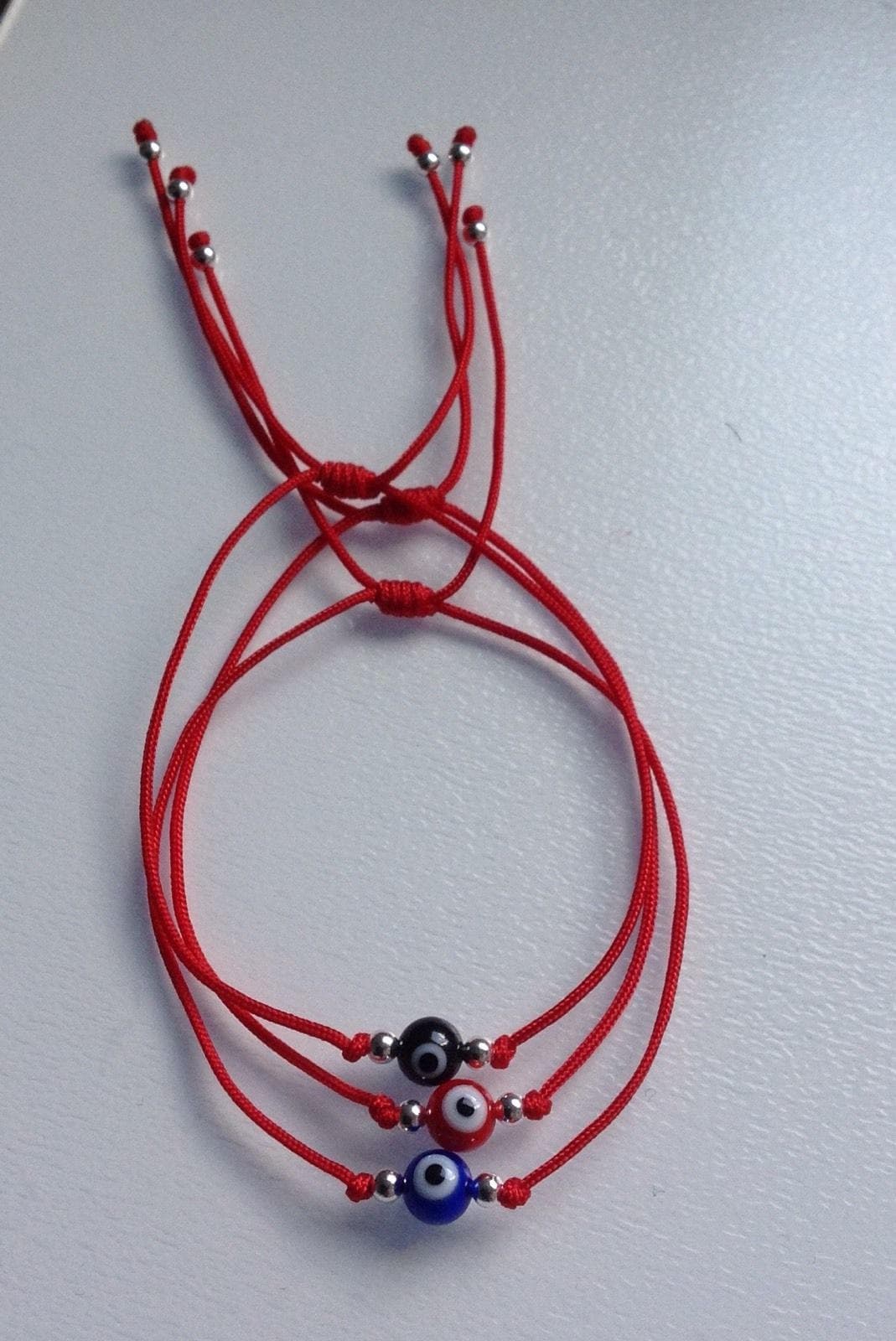 Evil Eye 3 Red String Kabbalah Pulsera De Plata Esterlina 925 Bead Good Luck Charm Schutz von EAARTSINC