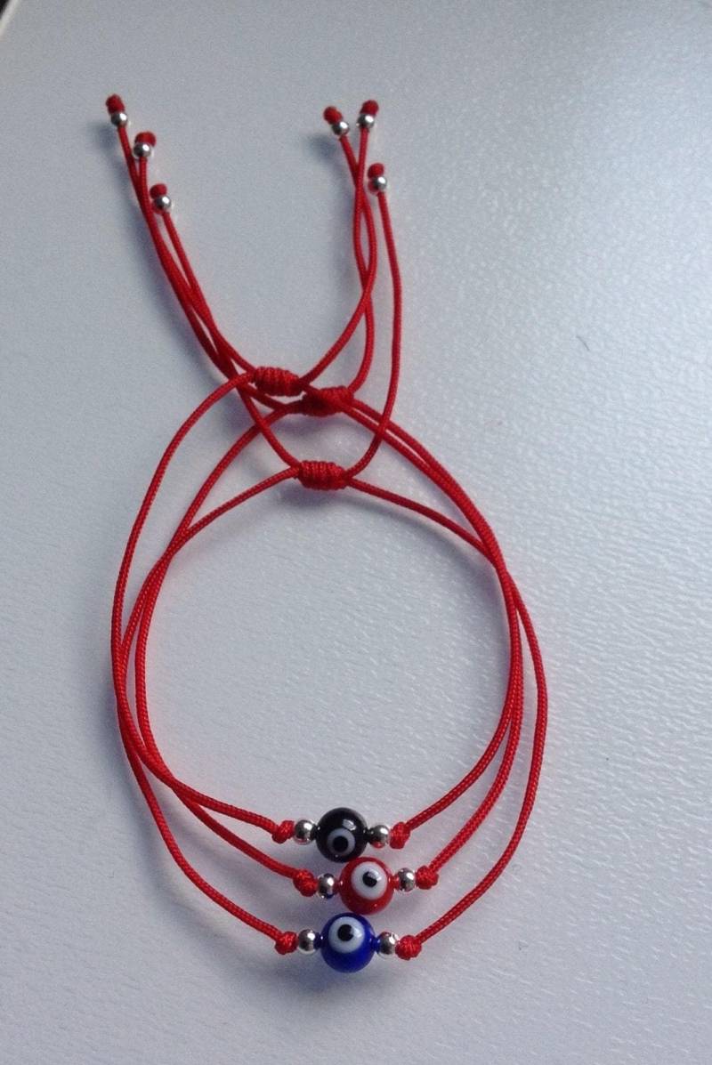 Evil Eye 3 Red String Kabbalah Pulsera De Plata Esterlina 925 Bead Good Luck Charm Schutz Evil Eye 3 Red String Kabbalah Pulsera De Plata Esterlina 925 Bead Good Luck Charm Schutz von EAARTSINC