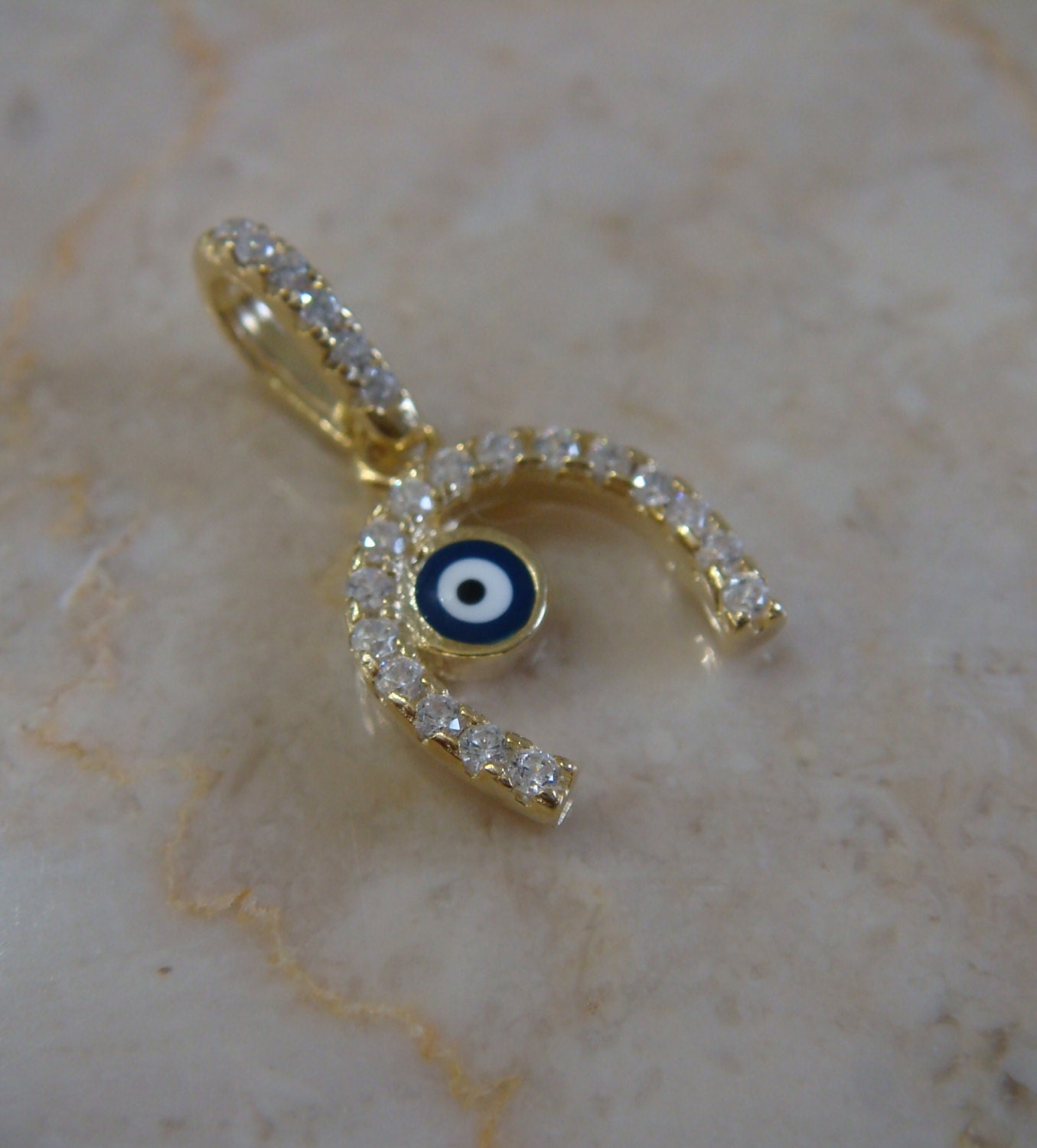 Evil Eye Bead Hufeisen Anhänger Türkisch Nazar Griechisch 925 Sterling Silber von EAARTSINC