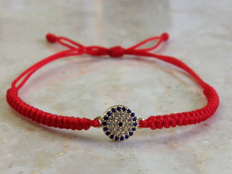 Rot Gold Blau Und Weiß Kristalle Cz Cord Einstellbare Evil Eye Armband Rot Gold Blau Und Weiß Kristalle Cz Cord Einstellbare Evil Eye Armband von EAARTSINC