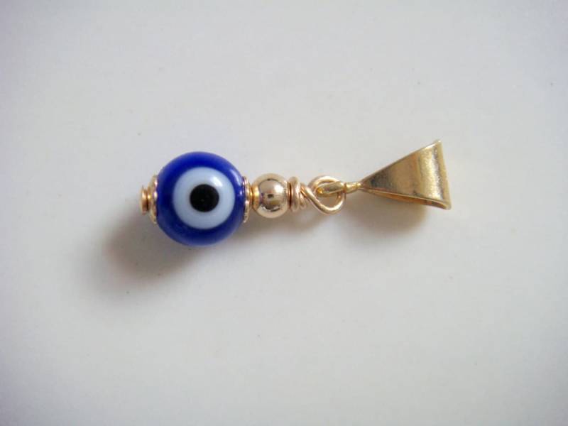 sterling Gold 925 Blau Evil Eye Anhänger Charm Halskette Glas Perle Silber Bar sterling Gold 925 Blau Evil Eye Anhänger Charm Halskette Glas Perle Silber Bar von EAARTSINC