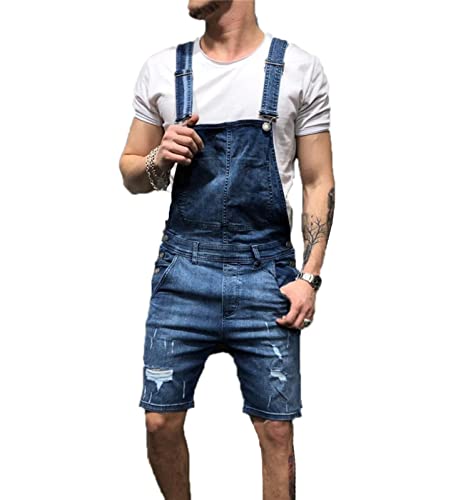 EACH WOMEN Herren Jean Shorts Denim Latzhose Stretch Lässige Shorts Denim Overall Herren Short Denim Overalls von EACH WOMEN