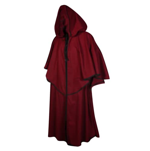 EACH WOMEN Mittelalterliche Cosplay-Robe für Erwachsene, Unisex, Halloween, mit Kapuze, Zauberer-Umhang, Renaissance-Cowl-Cape-Kostüm von EACH WOMEN