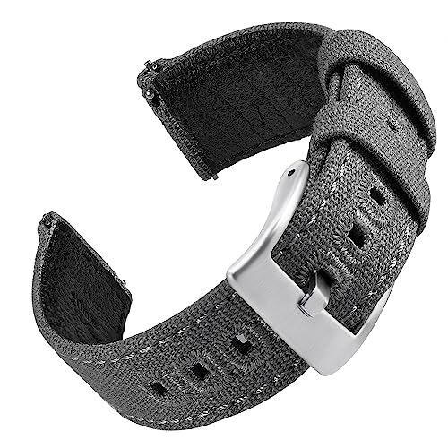 EACHE Canvas Nylon Uhrenarmband 22mm für Herren Canvas Leder Schnellverschluss Uhrenarmband Grau von EACHE