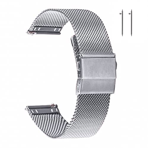EACHE Mesh Uhrenarmband 20mm Edelstahl für Herren Damen Schnellverschluss verstellbare Mesh Uhrenarmbänder Silber für LG Watch von EACHE