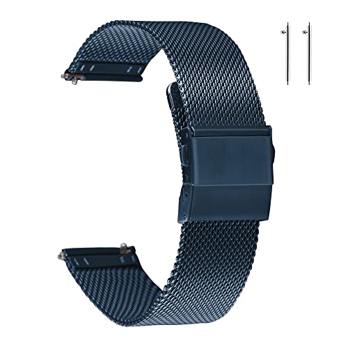 EACHE Uhrenarmband Edelstahl 20mm Blau Mesh für Herren Damen Schnellverschluss verstellbare Mesh Uhrenarmbänder für Huawei Watch 2 von EACHE