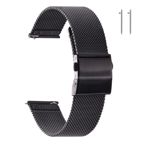 EACHE Uhrenarmband Edelstahl 20mm Schwarz Mesh für Herren Damen Schnellverschluss verstellbare Mesh Uhrenarmbänder für Huawei Watch 2… von EACHE