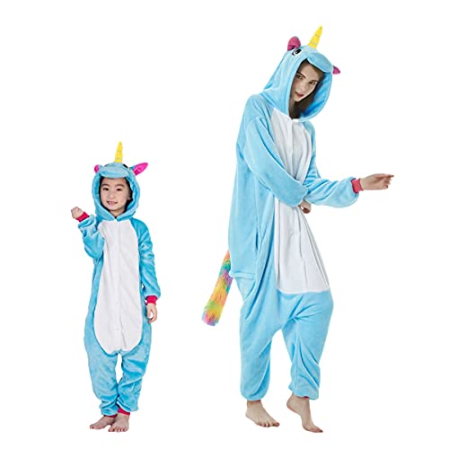 EAGEGOF Erwachsene Schlafanzüge Tier Kostüme Warm Overall Flanell Nachtwäsche Onesie Neuheit Jumpsuit Pyjama Tieranzüge Unisex (Blau-S) von EAGEGOF