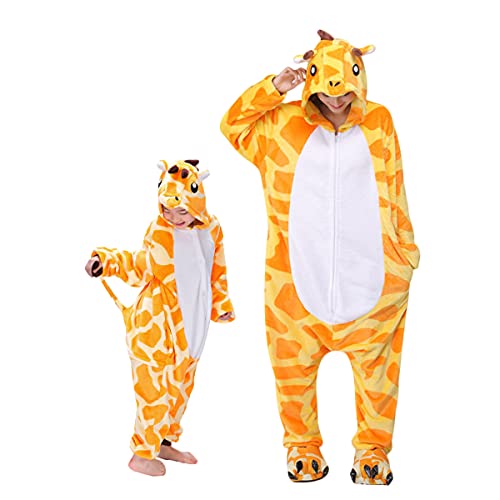 EAGEGOF Erwachsene Schlafanzüge Tier Kostüme Warm Overall Flanell Nachtwäsche Onesie Neuheit Jumpsuit Pyjama Tieranzüge Unisex (Gelb-S) von EAGEGOF