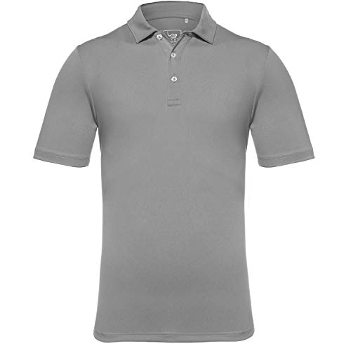 EAGEGOF Herren Hemden Kurzarm Tech Performance Golf Poloshirt Standard Fit, dunkelgrau, Groß von EAGEGOF