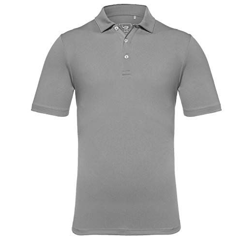 EAGEGOF Herren Hemden Kurzarm Tech Performance Golf Poloshirt Standard Fit, grau, Groß von EAGEGOF