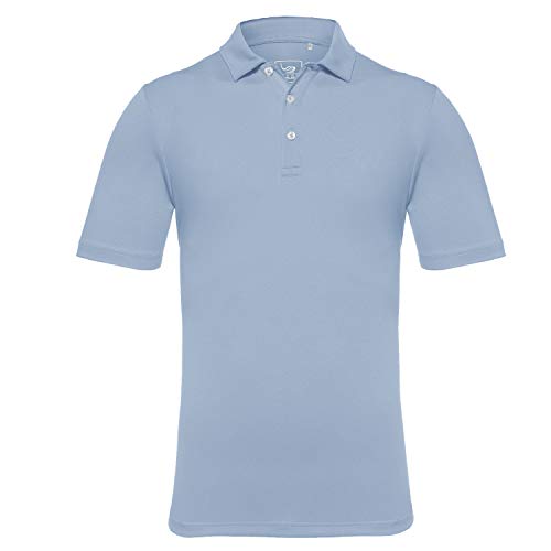 EAGEGOF Herren Shirts Kurzarm Tech Performance Golf Polo Shirt Standard Fit, Schwimmendes Blau, Mittel von EAGEGOF
